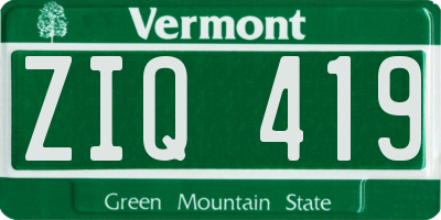 VT license plate ZIQ419