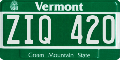 VT license plate ZIQ420