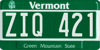 VT license plate ZIQ421
