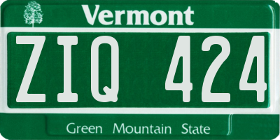 VT license plate ZIQ424