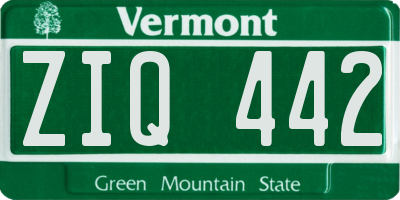 VT license plate ZIQ442