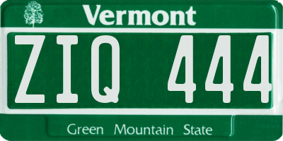 VT license plate ZIQ444