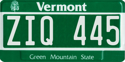 VT license plate ZIQ445