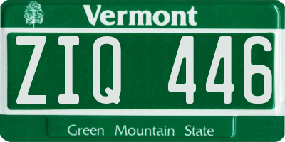 VT license plate ZIQ446