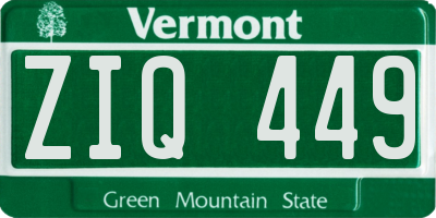 VT license plate ZIQ449