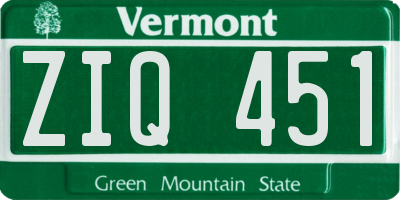 VT license plate ZIQ451