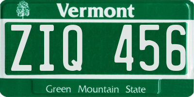 VT license plate ZIQ456