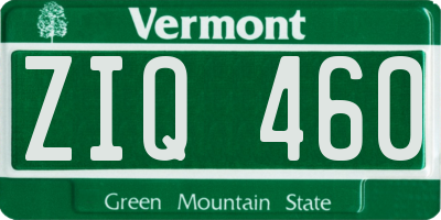 VT license plate ZIQ460
