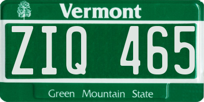 VT license plate ZIQ465