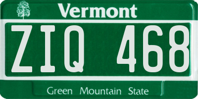 VT license plate ZIQ468
