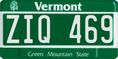 VT license plate ZIQ469