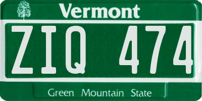 VT license plate ZIQ474