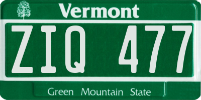VT license plate ZIQ477