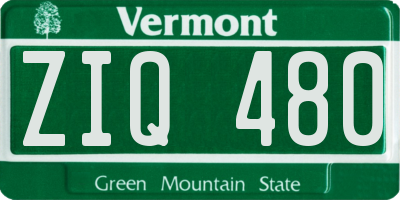 VT license plate ZIQ480