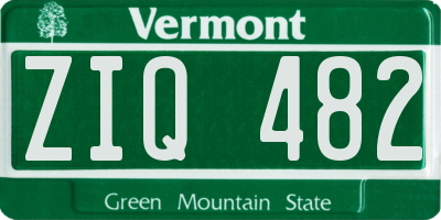 VT license plate ZIQ482