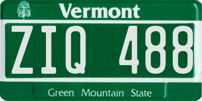 VT license plate ZIQ488
