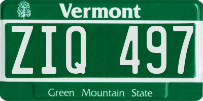 VT license plate ZIQ497