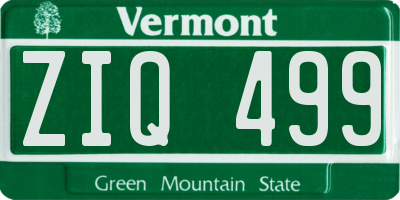 VT license plate ZIQ499