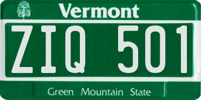 VT license plate ZIQ501