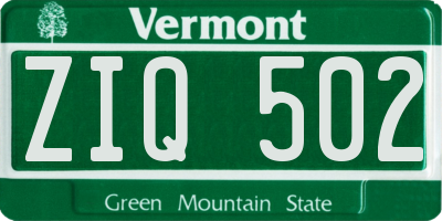 VT license plate ZIQ502
