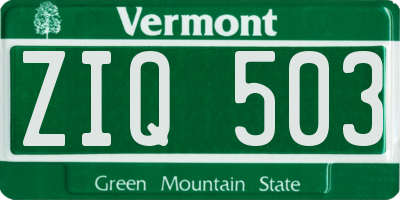 VT license plate ZIQ503