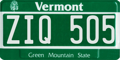 VT license plate ZIQ505