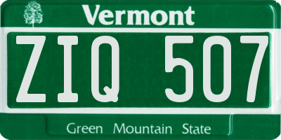 VT license plate ZIQ507