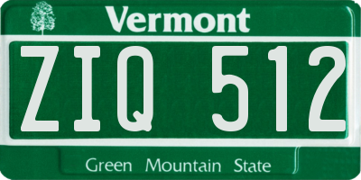 VT license plate ZIQ512