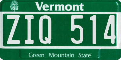 VT license plate ZIQ514