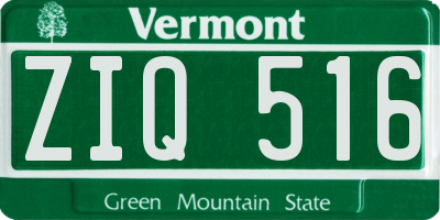VT license plate ZIQ516