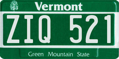 VT license plate ZIQ521