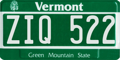 VT license plate ZIQ522