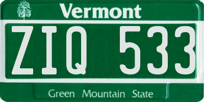 VT license plate ZIQ533