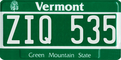 VT license plate ZIQ535