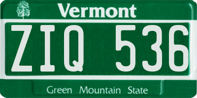 VT license plate ZIQ536