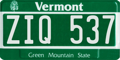 VT license plate ZIQ537