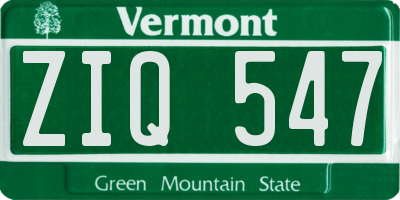 VT license plate ZIQ547