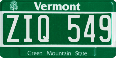 VT license plate ZIQ549