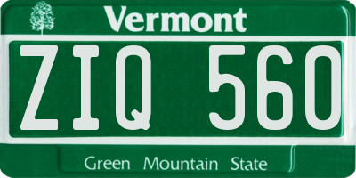 VT license plate ZIQ560