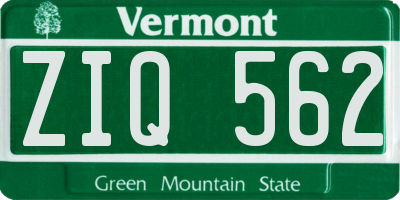 VT license plate ZIQ562
