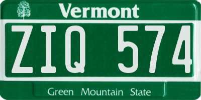 VT license plate ZIQ574