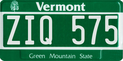 VT license plate ZIQ575