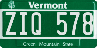 VT license plate ZIQ578