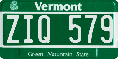 VT license plate ZIQ579