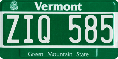 VT license plate ZIQ585