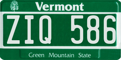 VT license plate ZIQ586