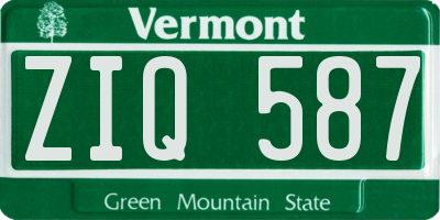 VT license plate ZIQ587