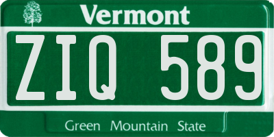VT license plate ZIQ589