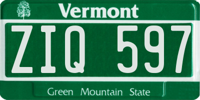 VT license plate ZIQ597