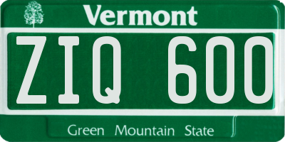 VT license plate ZIQ600